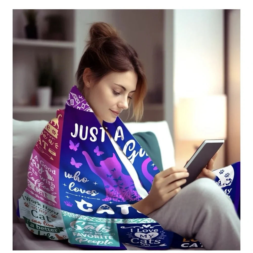 Cute Cat Blankets For Cat Lovers ,3D Prind Pet Kitten Blankets And Throws 50x40